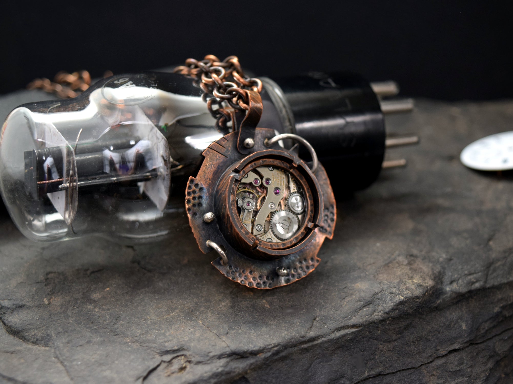 Time Machine Copper Steampunk Necklace with Sterling Silver ...